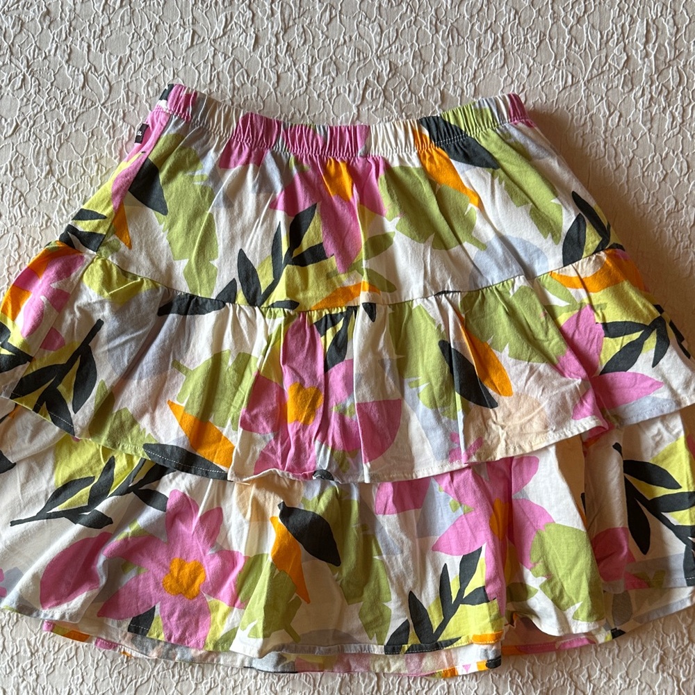 Tea Collection Floral Mini Skirt - Pink, Green, Black